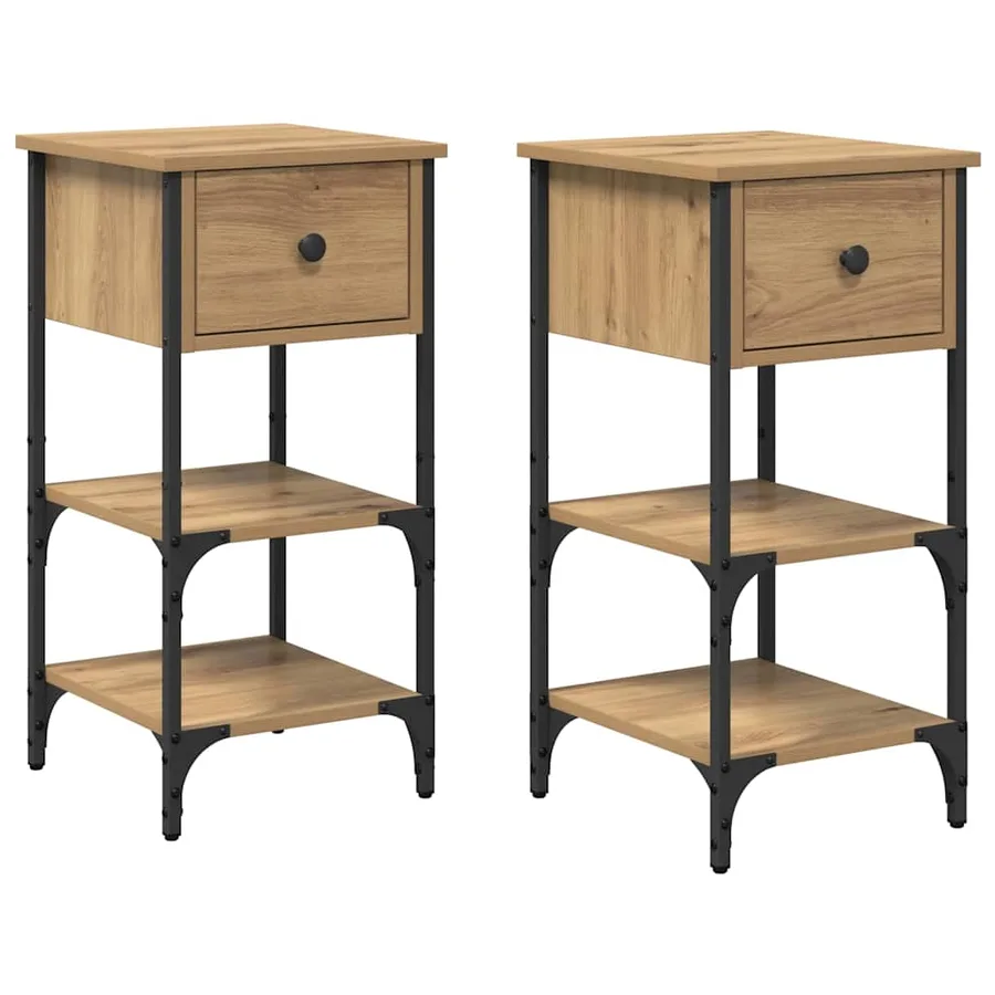 Cabinet de chevet 2 pc Marron 33,5 x 36 x 70 cm - 2