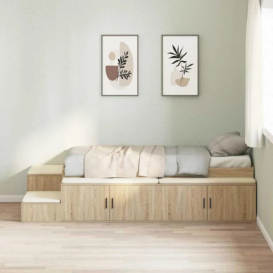 Cadre de lit avec rangement avec stockage Chêne Sonoma 80 cm