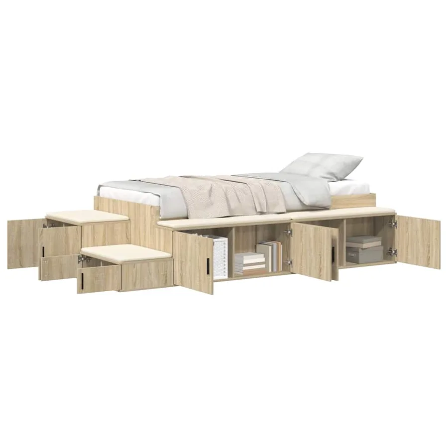Cadre de lit avec rangement avec stockage Chêne Sonoma 80 cm - 3