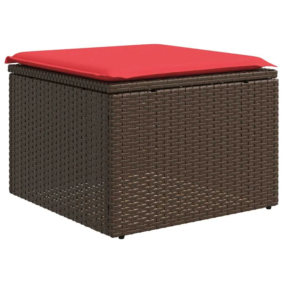 Ensemble de canapé de jardin 8 pcs avec coussins marron résine tressée - 6