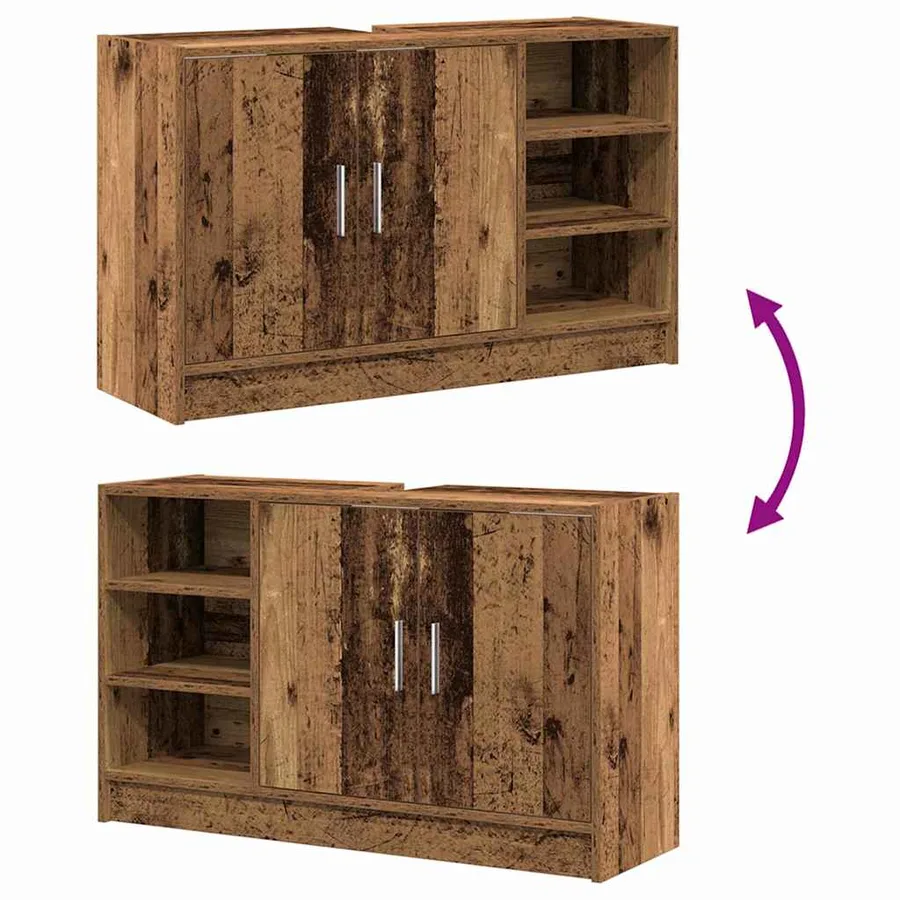 Cabinet de salle de bain avec porte Bois Ancien 90 x 29 x 55 cm - 13
