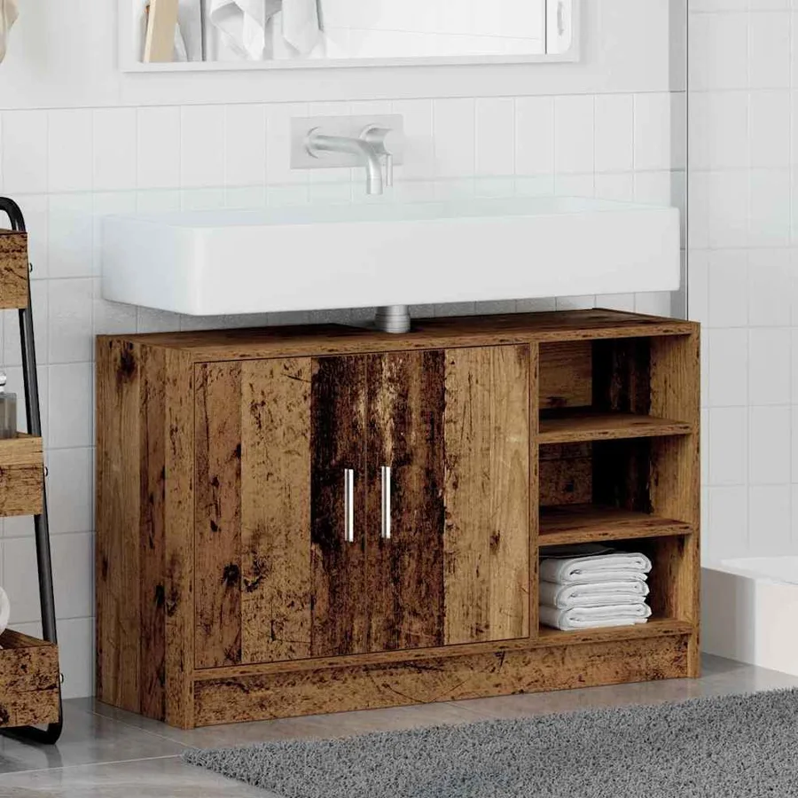Cabinet de salle de bain avec porte Bois Ancien 90 x 29 x 55 cm - 4
