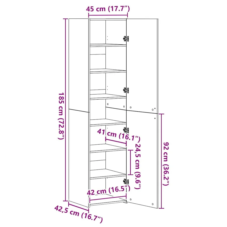 Haut Armoire Bois ancien 45 x 42,5 x 185 cm - 14