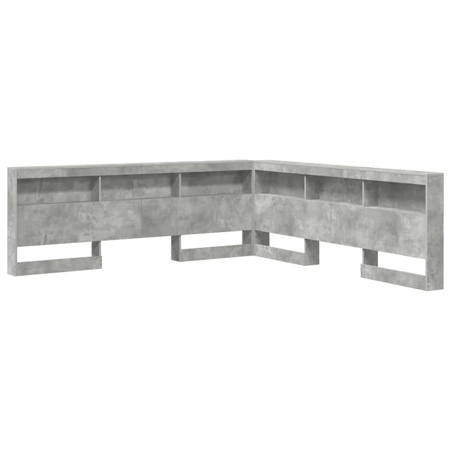 Tête de lit de rangement Gris béton 200 cm Bois d'ingénierie - 2