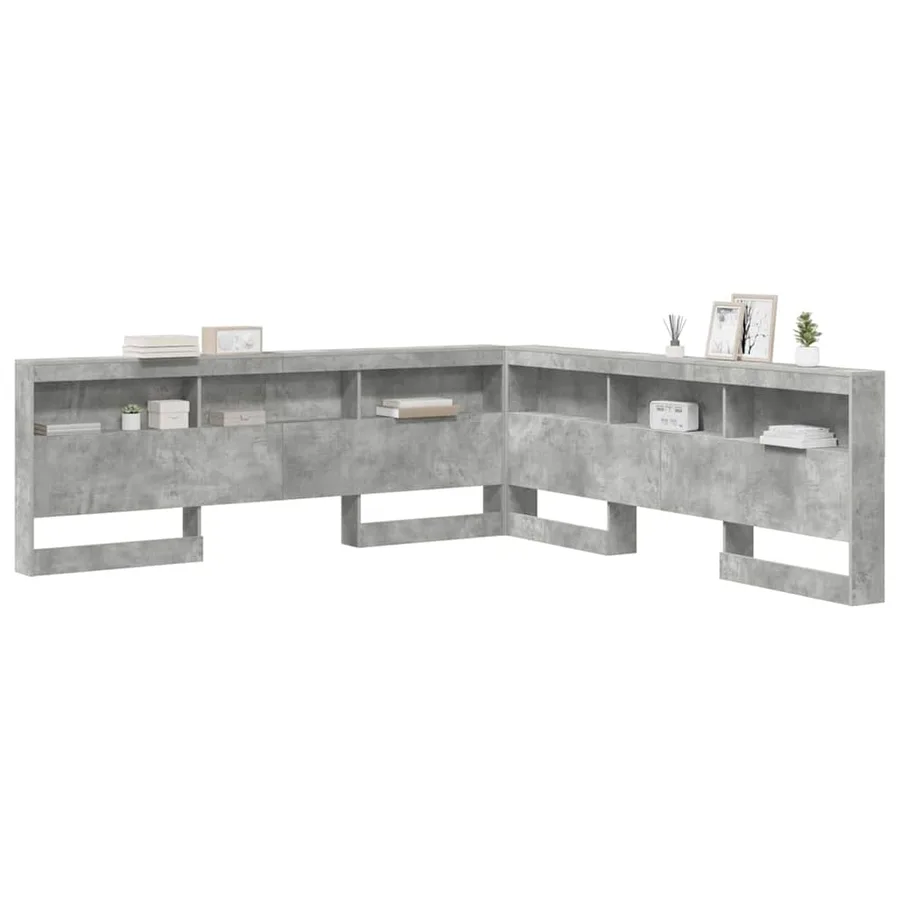 Tête de lit de rangement Gris béton 200 cm Bois d'ingénierie - 3