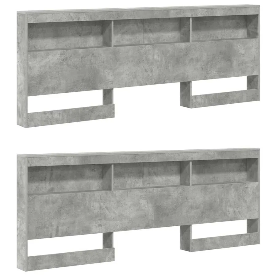 Tête de lit de rangement Gris béton 200 cm Bois d'ingénierie - 5