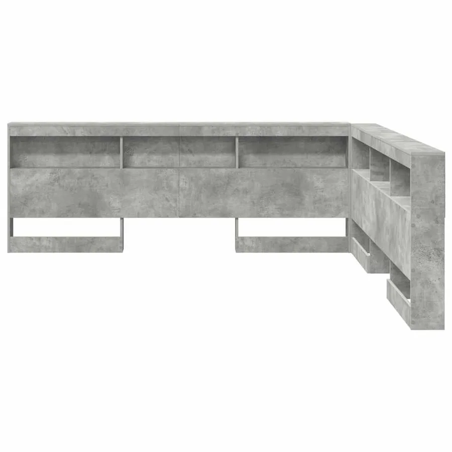 Tête de lit de rangement Gris béton 200 cm Bois d'ingénierie - 6