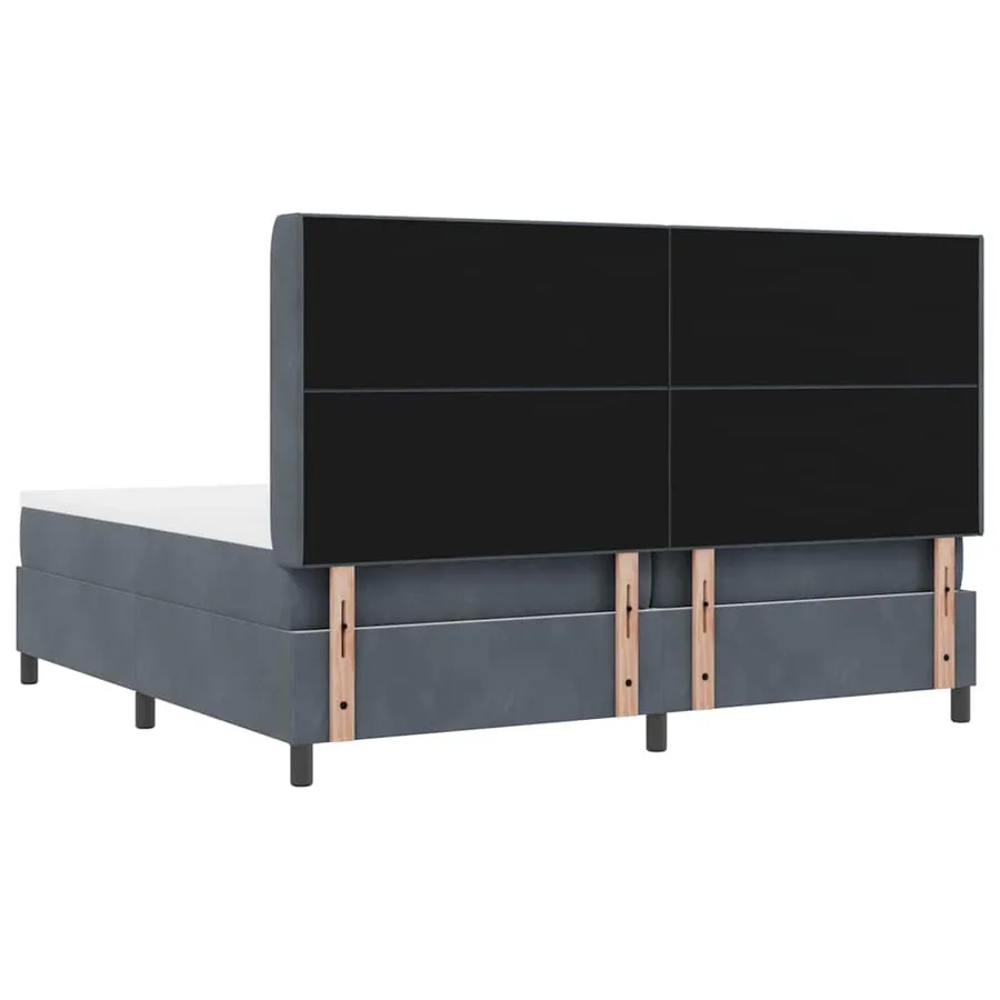 Lit à ressorts avec bandes LED Gris foncé 200 x 200 cm Velours - 10