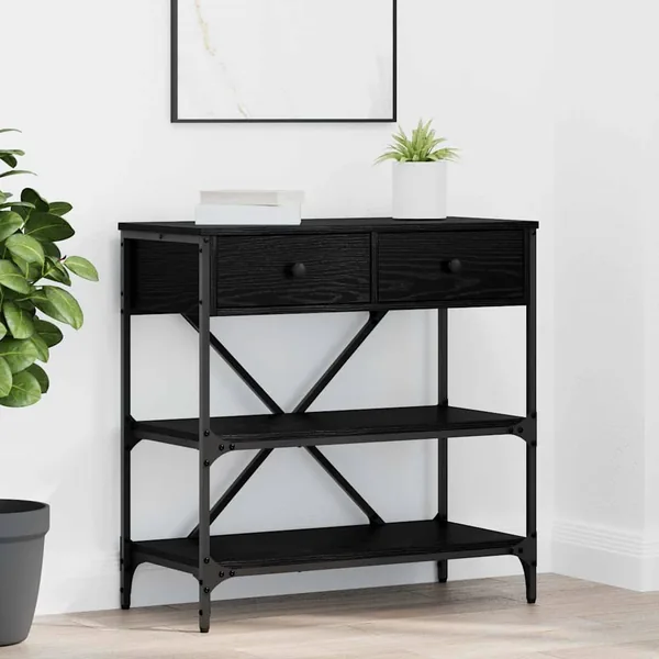 Table console avec tiroir Chêne noir 75 x 34,5 x 75 cm bois
