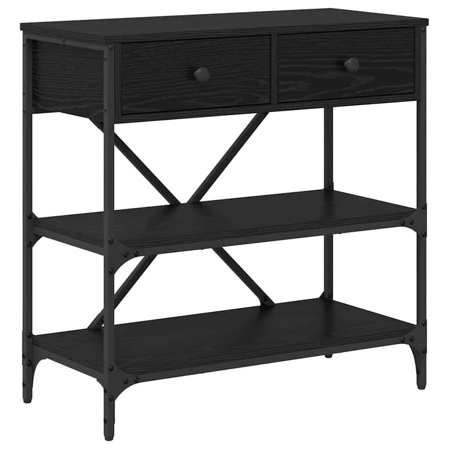 Table console avec tiroir Chêne noir 75 x 34,5 x 75 cm bois - 2
