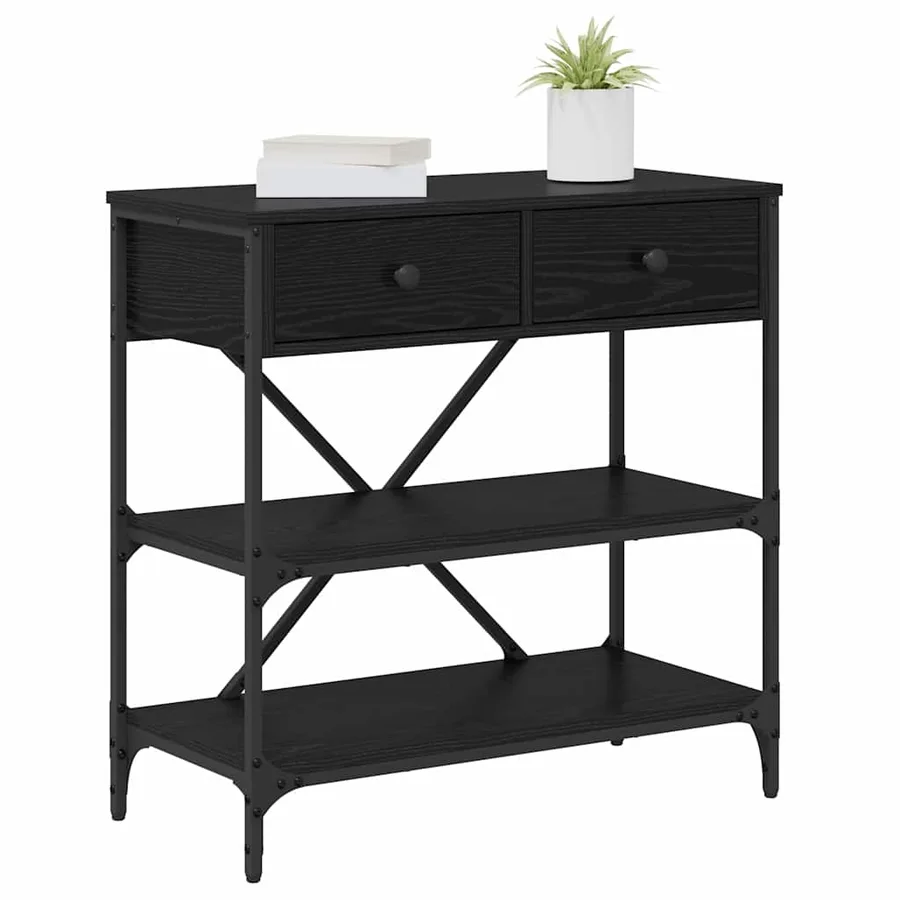 Table console avec tiroir Chêne noir 75 x 34,5 x 75 cm bois - 3