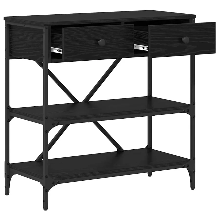 Table console avec tiroir Chêne noir 75 x 34,5 x 75 cm bois - 5