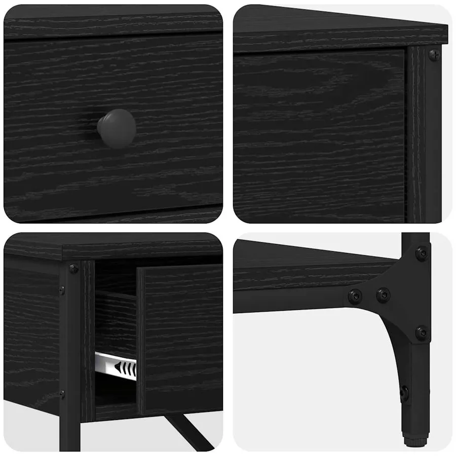Table console avec tiroir Chêne noir 75 x 34,5 x 75 cm bois - 9