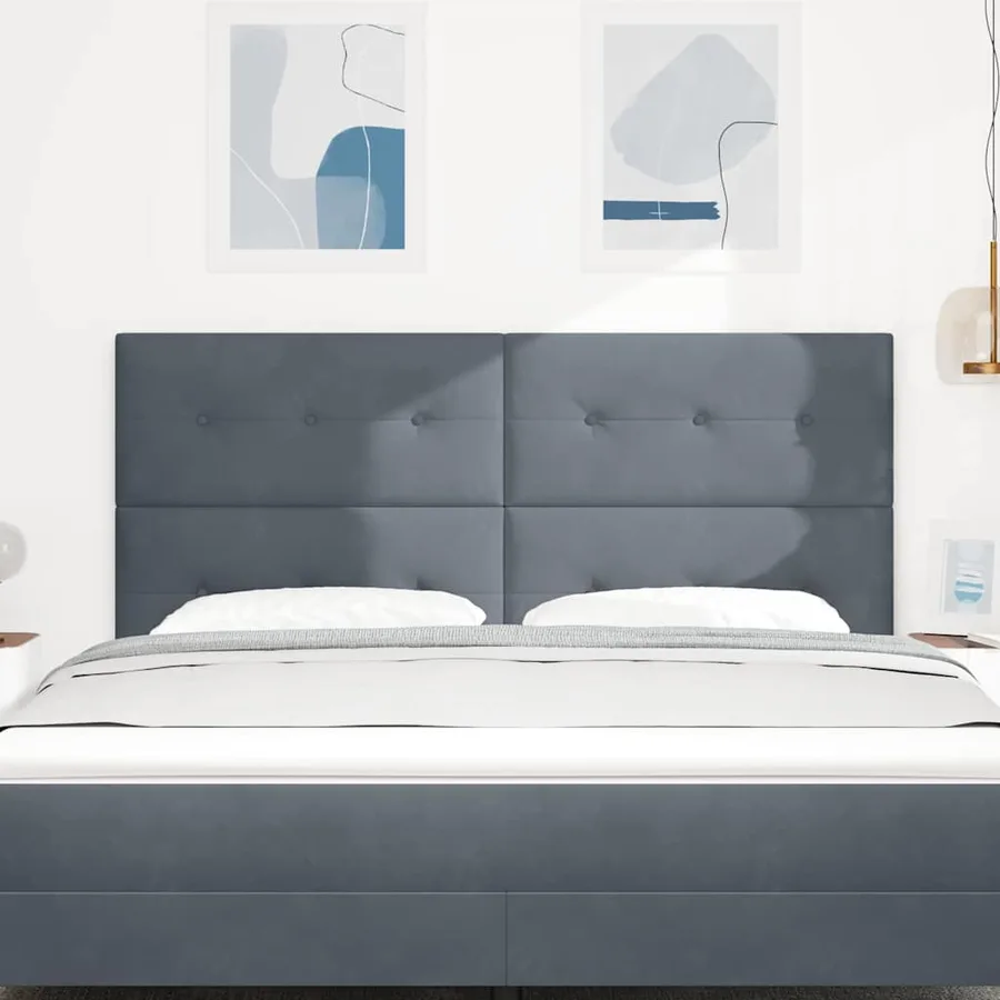 Tête de lit LED avec bandes LED Gris 180 cm Velours - 3