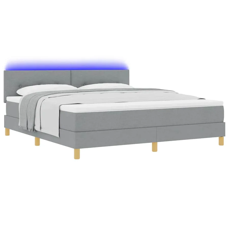 Lit à ressort LED avec bandes LED Gris clair 180 x 200 cm tissu - 3