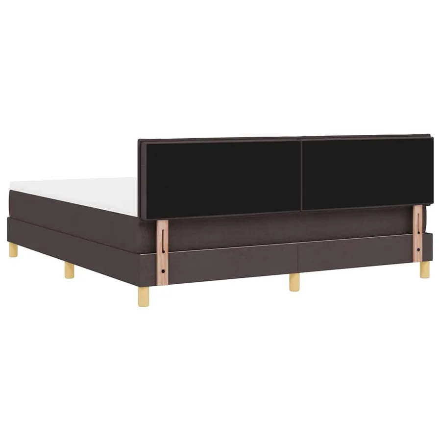 Lit à ressort LED avec coussin Marron foncé 180 x 200 cm tissu - 8