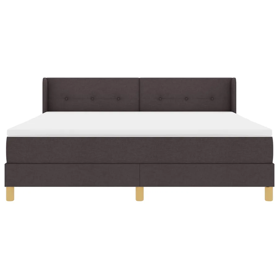 Lit à ressorts avec tête de lit Marron foncé 200 x 180 cm tissu - 2