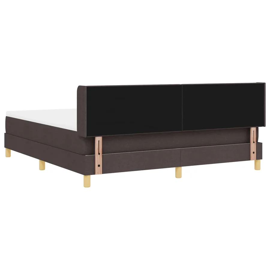 Lit à ressorts avec tête de lit Marron foncé 200 x 180 cm tissu - 4