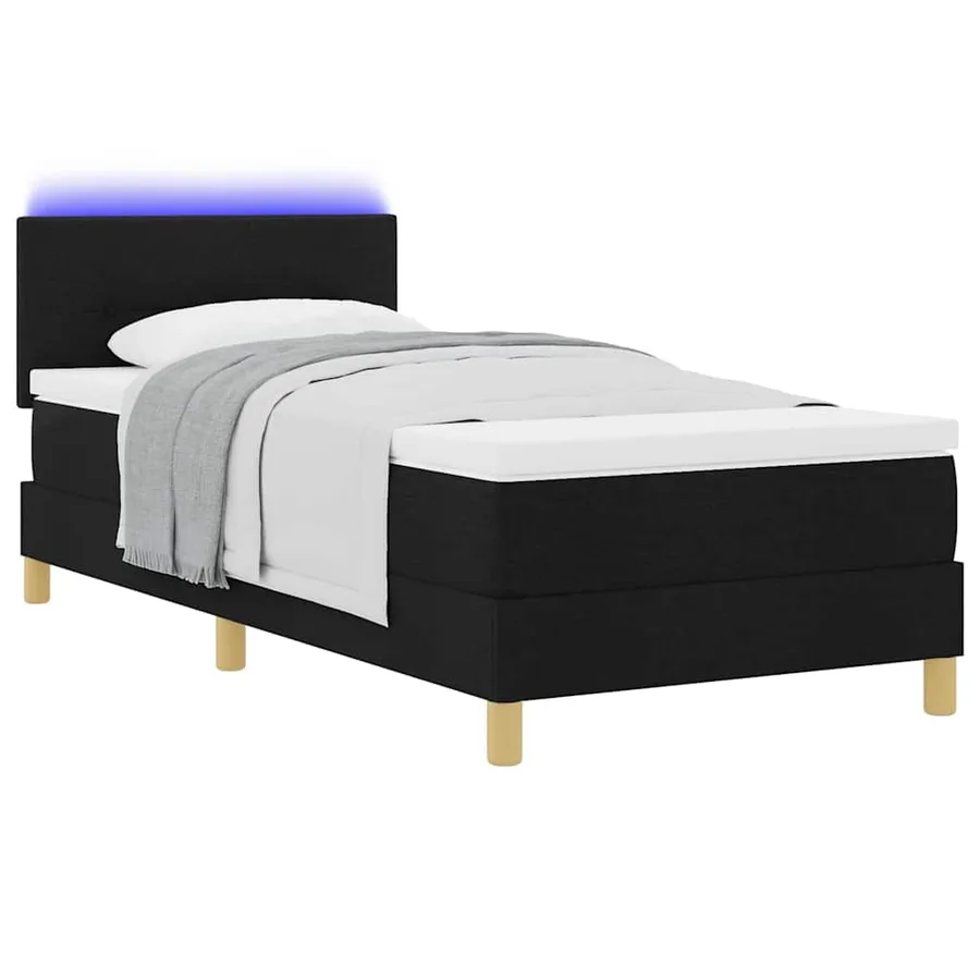 Lit à ressort LED avec bandes LED Noir 100 x 200 cm tissu - 3