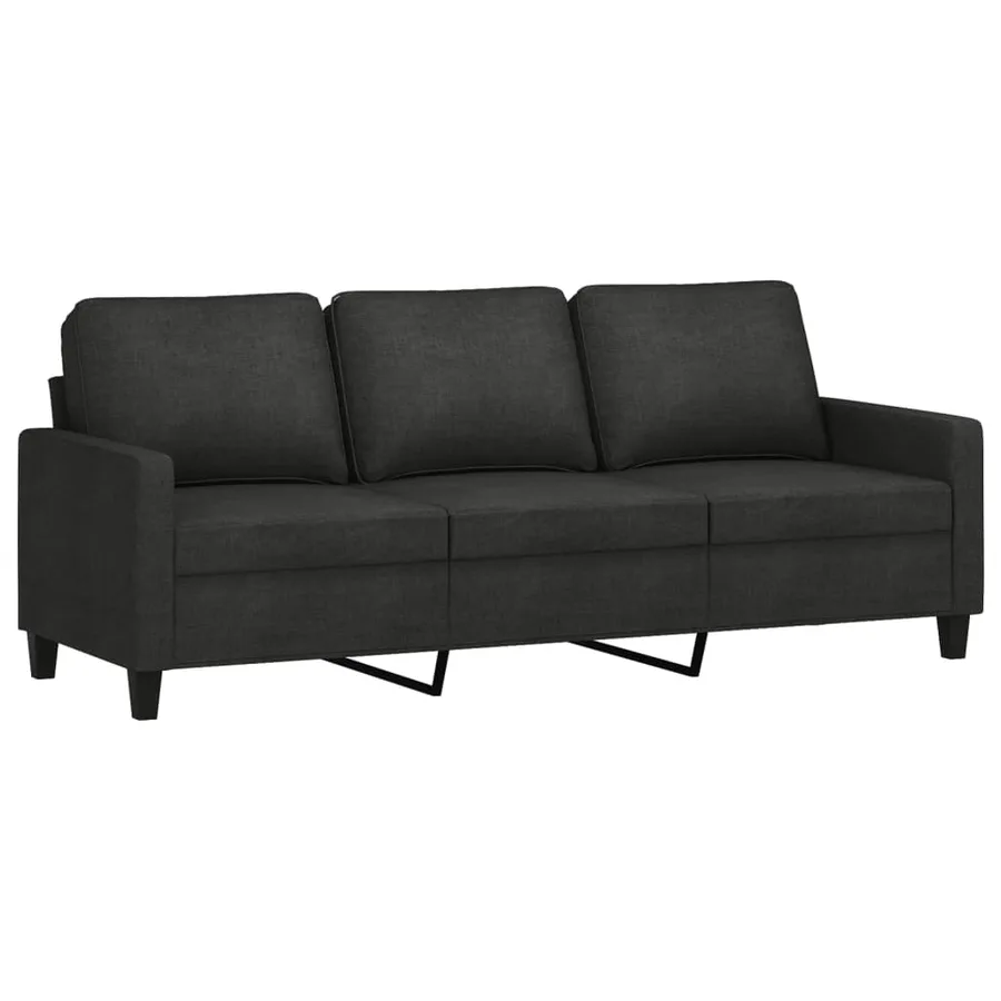 Ensemble de canapés 2 pcs avec coussins Noir Tissu - 4