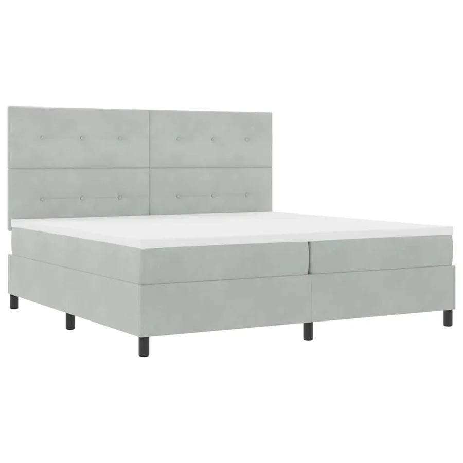 Lit à ressort LED Gris clair 200 x 200 cm Velours - 6