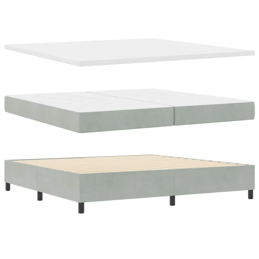 Lit à ressort LED Gris clair 200 x 200 cm Velours - 7