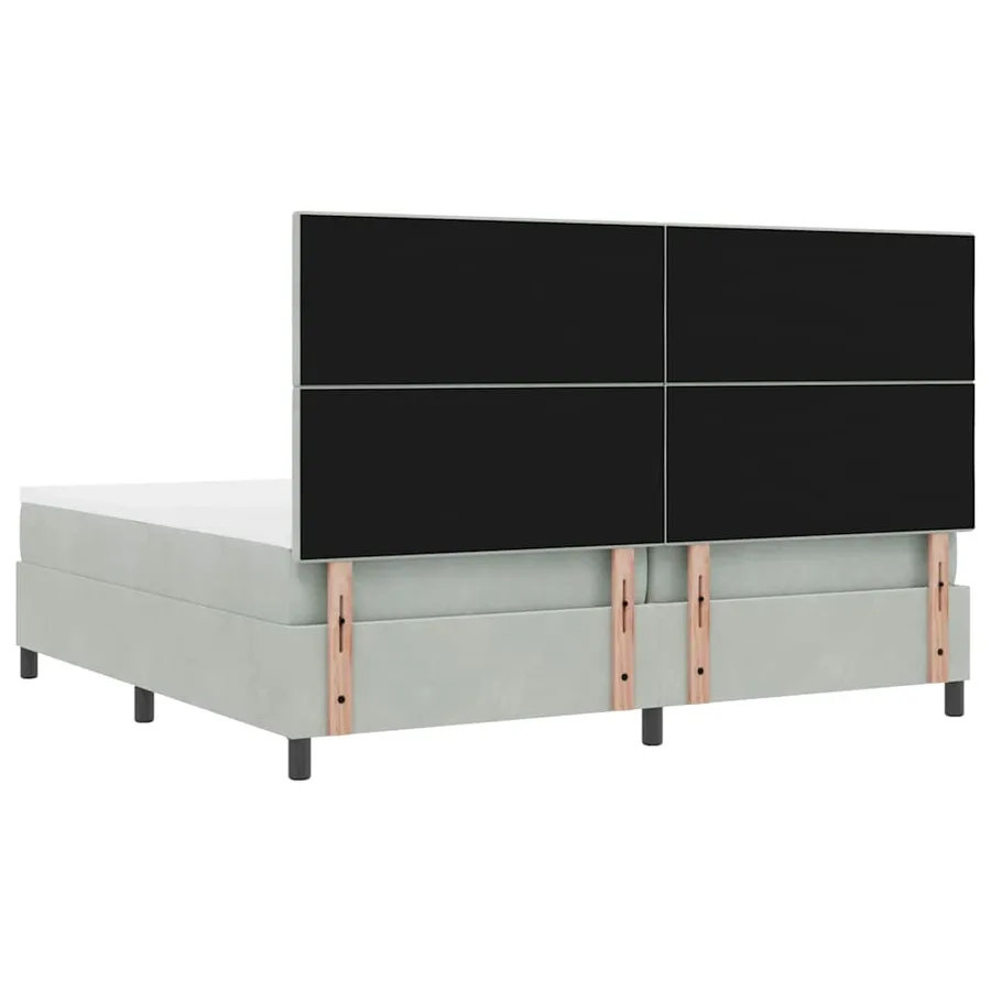 Lit à ressort LED Gris clair 200 x 200 cm Velours - 8