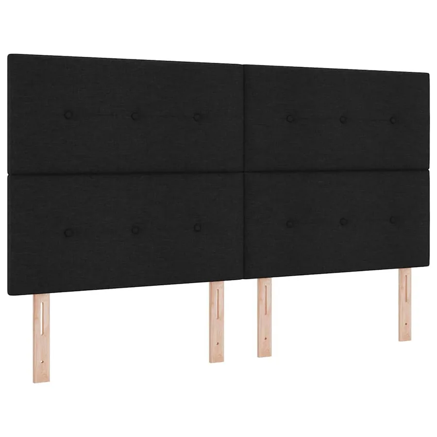 Lit à ressorts avec coussin Noir 200 x 180 cm tissu - 6