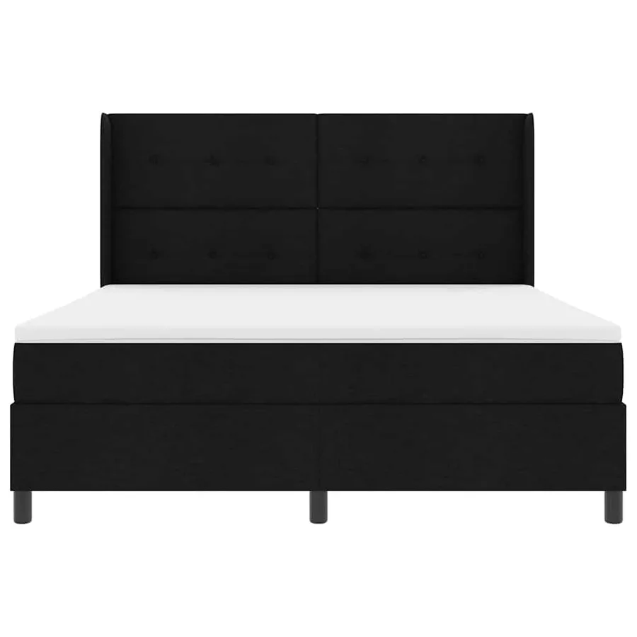 Lit à ressorts avec coussin Noir 200 x 180 cm tissu - 7