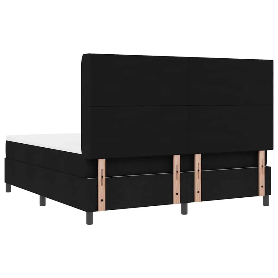 Lit à ressorts avec coussin Noir 200 x 180 cm tissu - 9