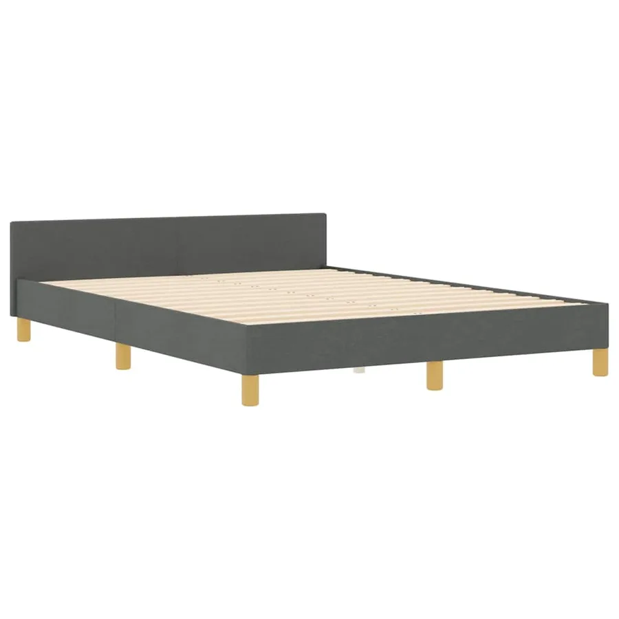 Cadre de lit avec tête de lit Gris foncé 140 x 190 cm tissu - 4