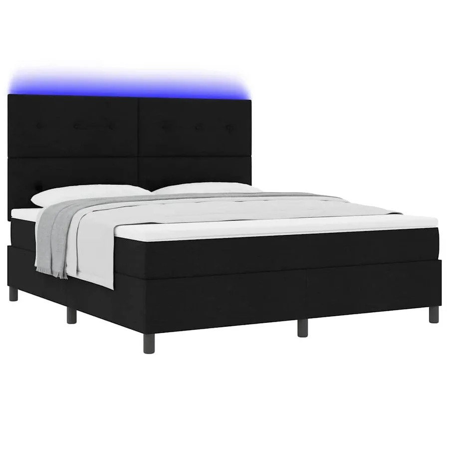 Lit à ressorts avec bandes LED Noir 180 x 200 cm tissu - 3