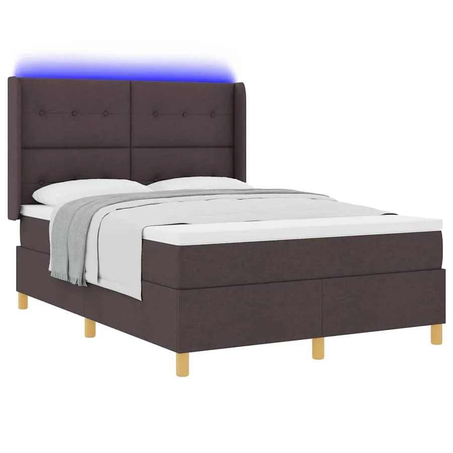 Lit à ressorts avec bandes LED Marron 160 x 200 cm tissu - 3