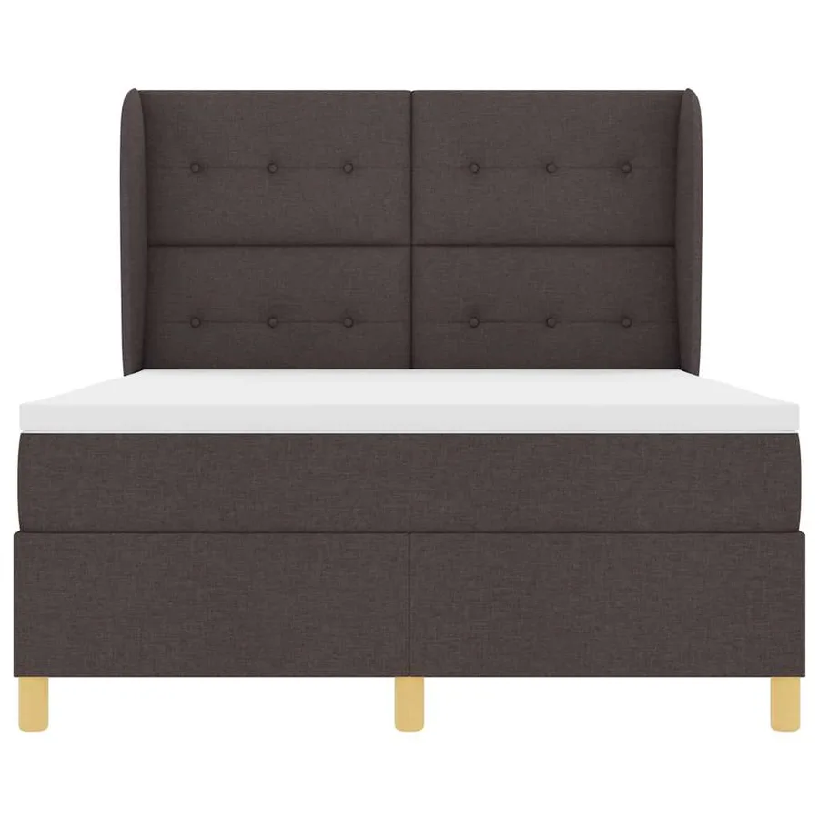Lit à ressorts avec tête de lit Marron foncé 200 x 160 cm tissu - 7