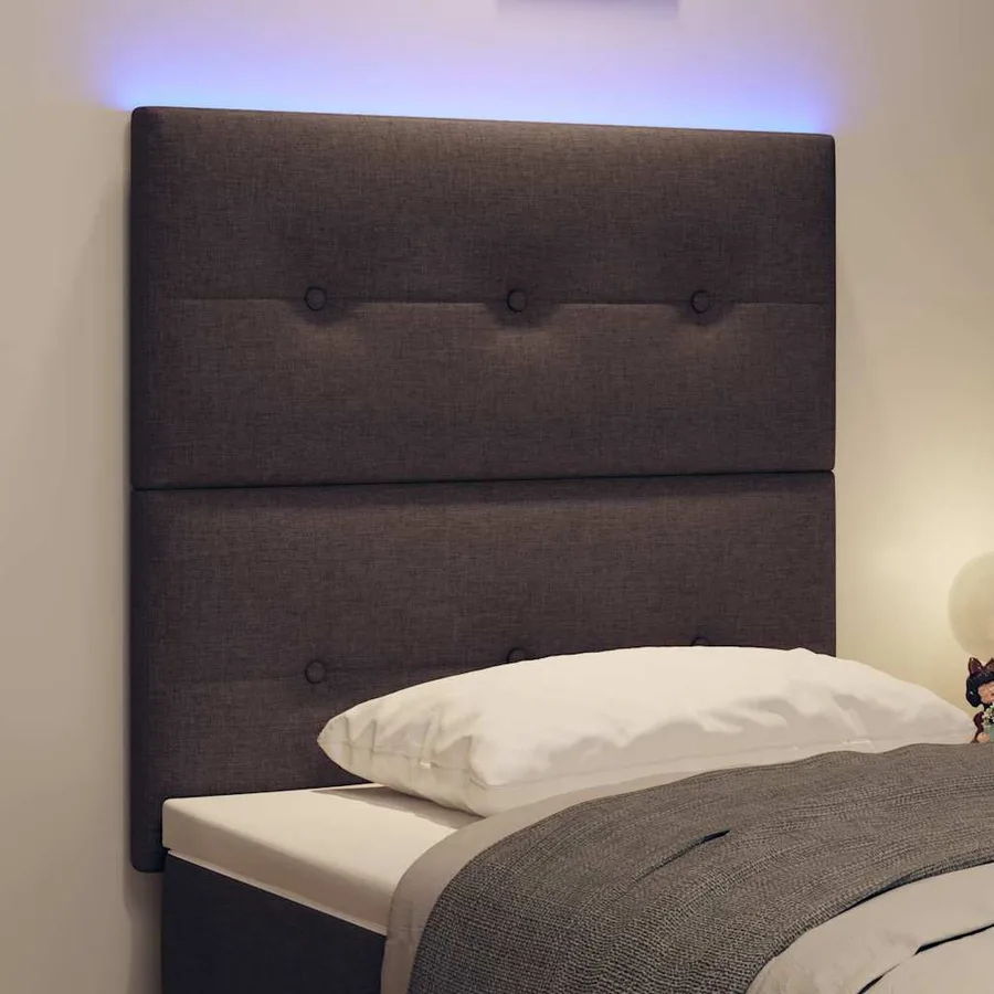 Tête de lit LED avec bandes LED Marron foncé 80 cm tissu - 4