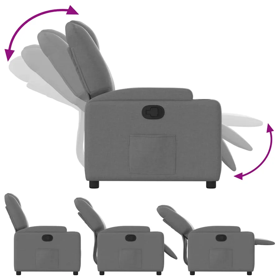 Fauteuil inclinable en tissu gris foncé - 6