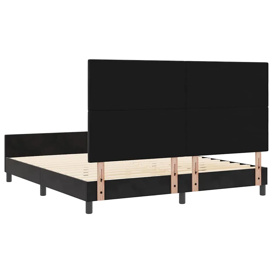 Lit à ressorts avec tête de lit Noir 180 x 200 cm Velours - 9