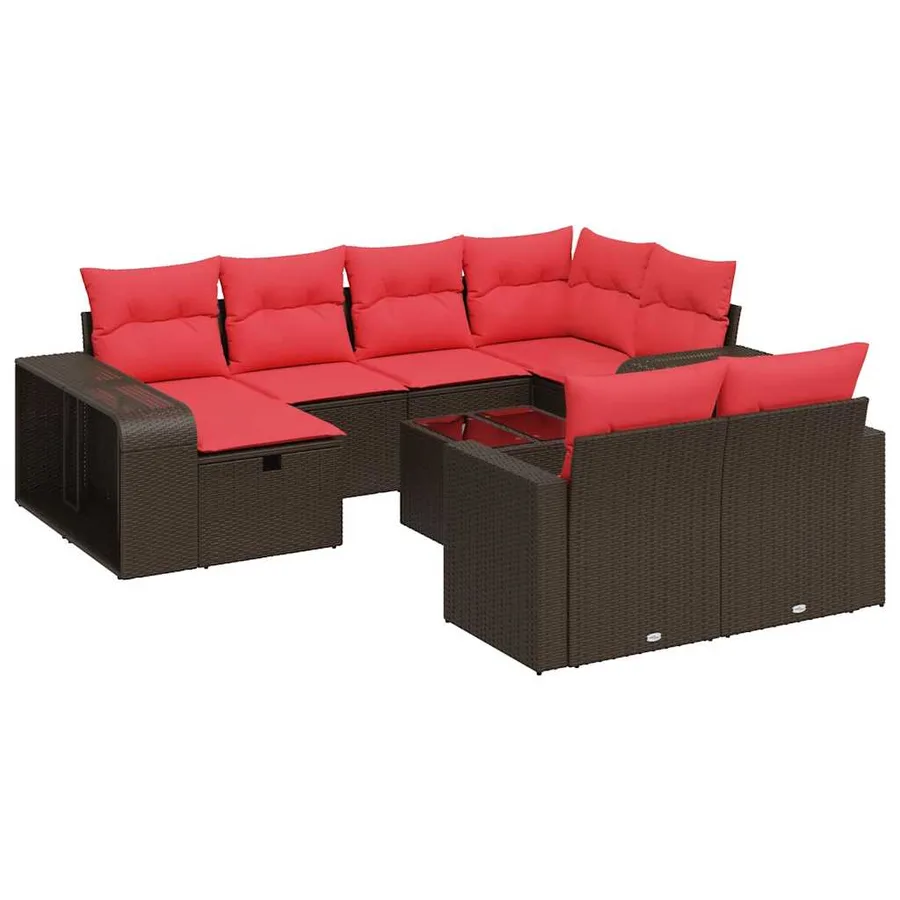 Salon de jardin et coussins 11 pcs marron résine tressée - 2
