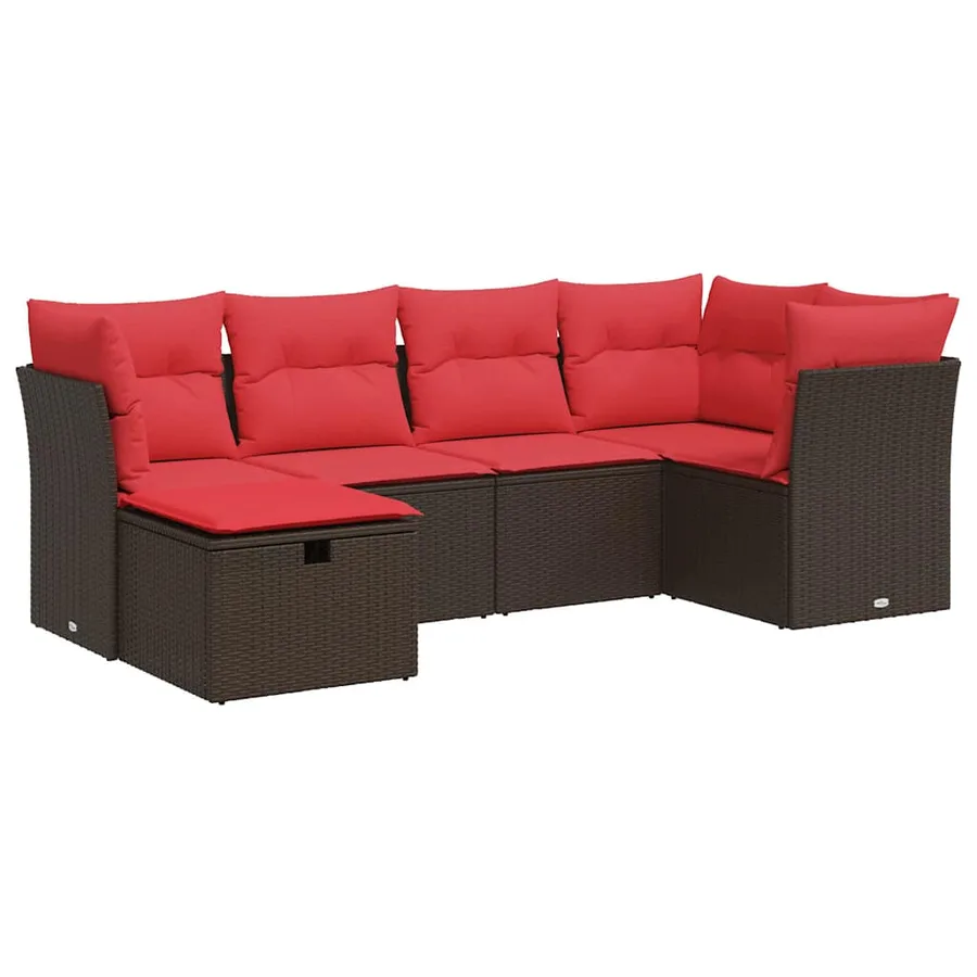 Salon de jardin avec coussins 6 pcs marron résine tressée - 2