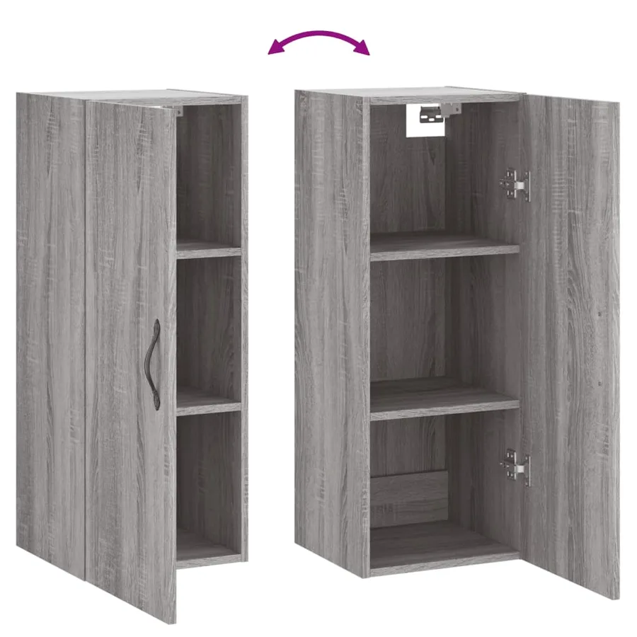 Armoire murale sonoma gris 34,5x34x90 cm bois d'ingénierie - 9