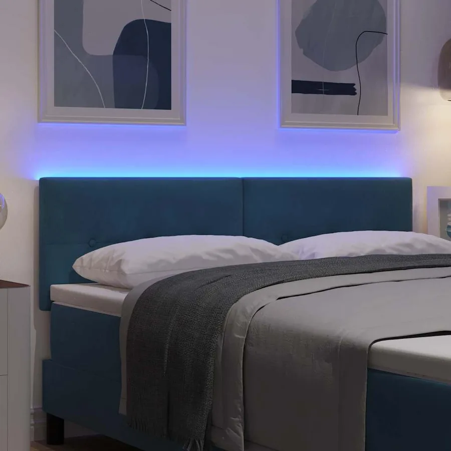 Tête de lit LED avec bandes LED Bleu 160 cm Velours - 4