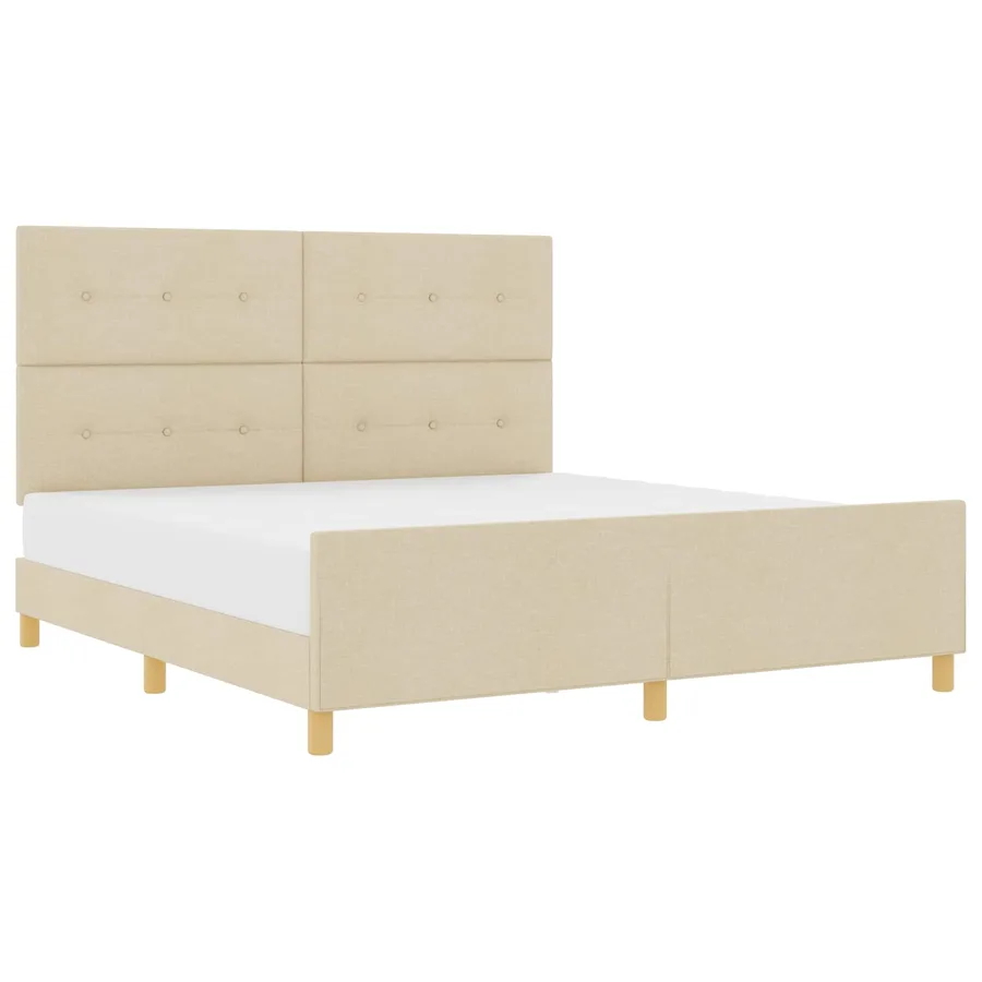 Cadre de lit avec tête de lit Crème 180 x 200 cm tissu - 2