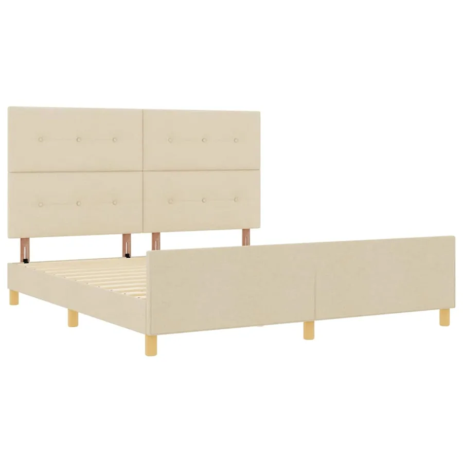 Cadre de lit avec tête de lit Crème 180 x 200 cm tissu - 5