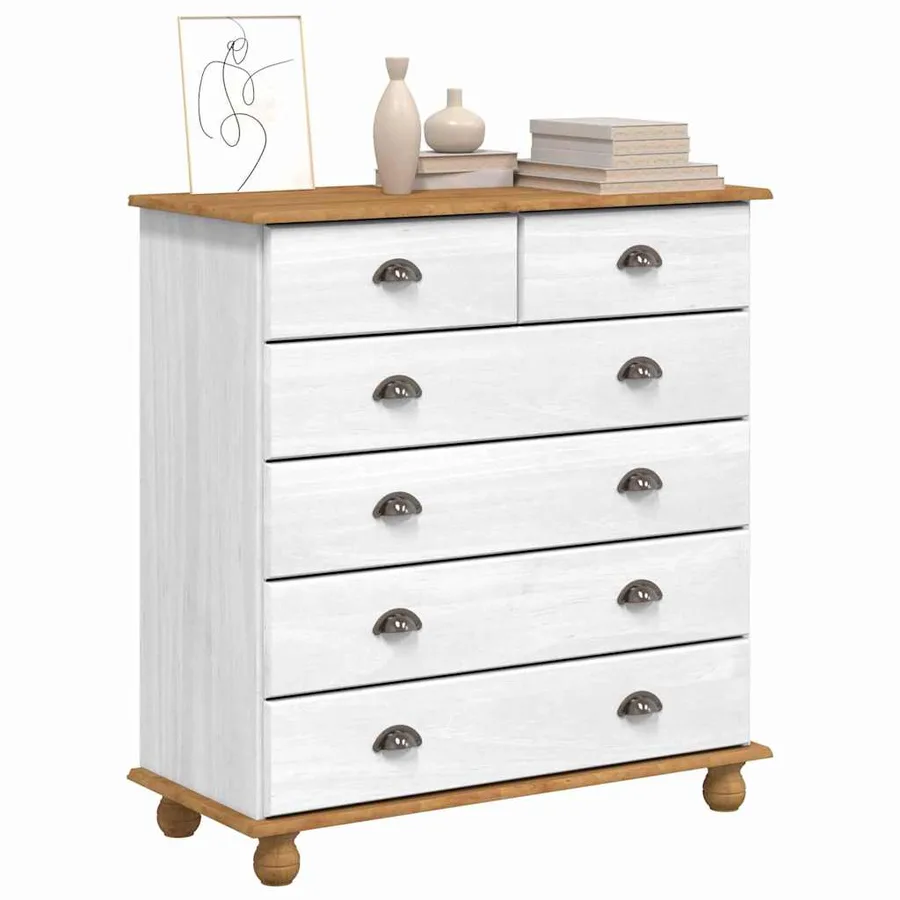 Commode ASKIM Blanc 91 x 40 x 95,5 cm Bois de pin massif - 3