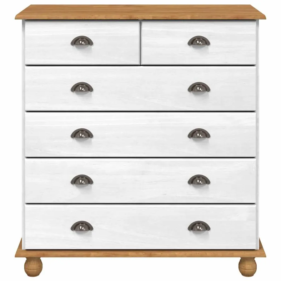 Commode ASKIM Blanc 91 x 40 x 95,5 cm Bois de pin massif - 6