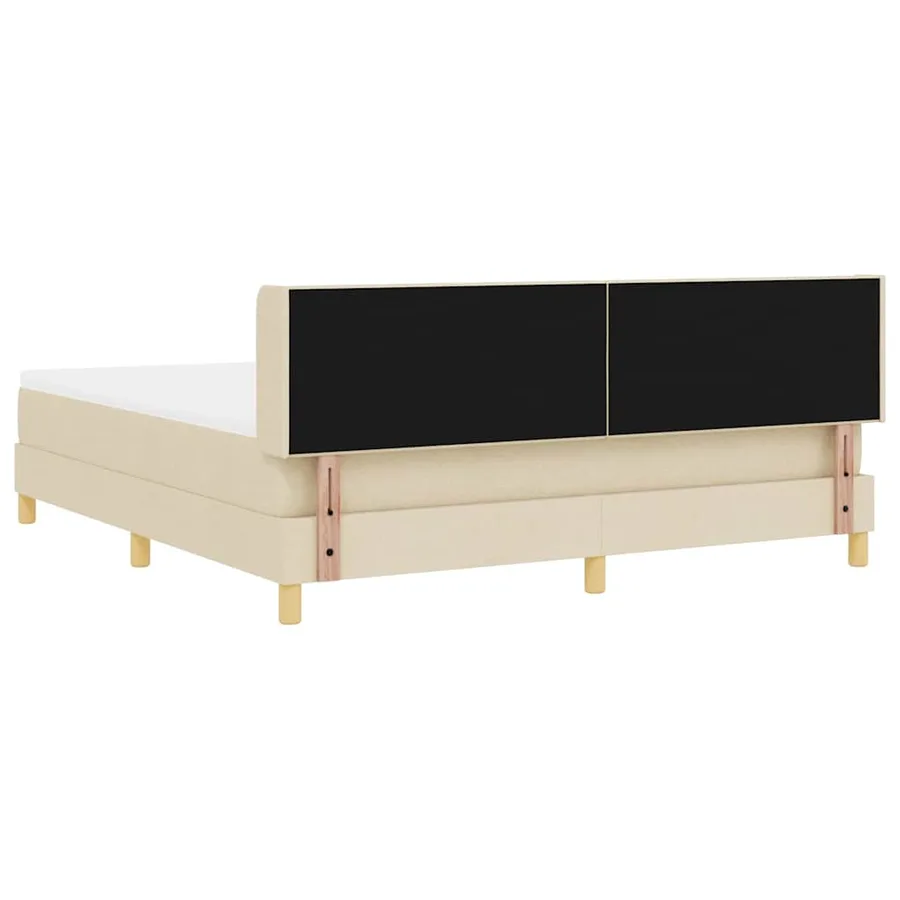 Lit à ressorts avec tête de lit Crème 200 x 180 cm tissu - 9