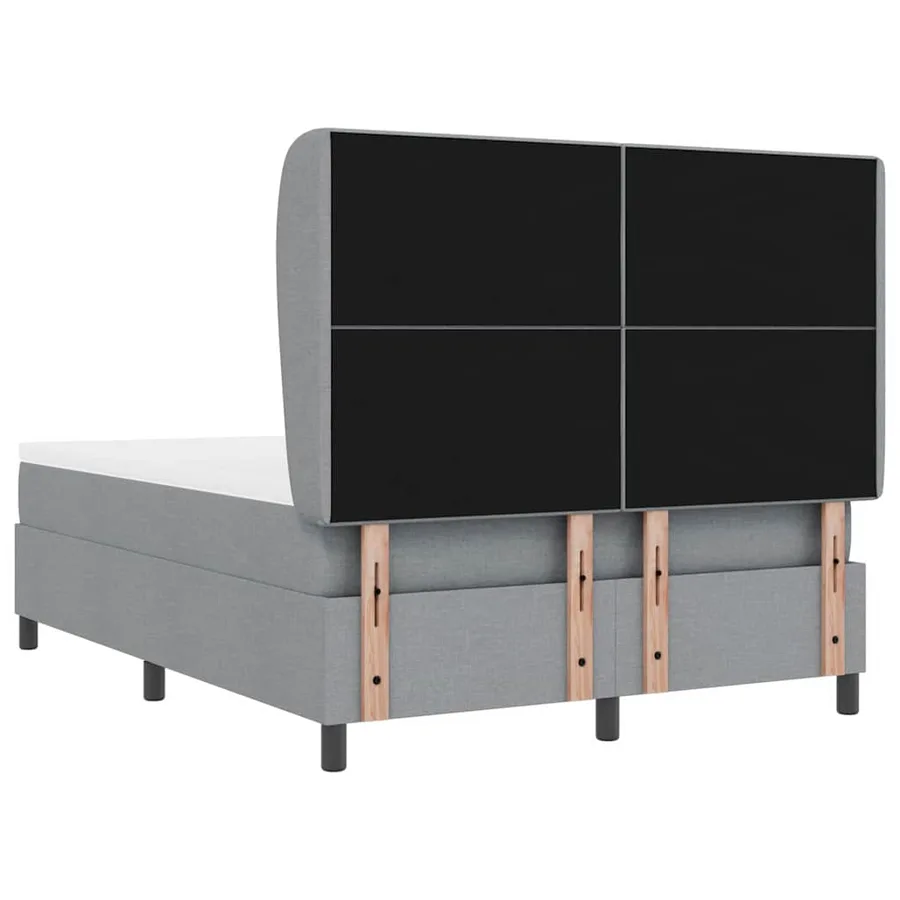 Lit à ressorts avec tête de lit Gris clair 140 x 190 cm tissu - 9