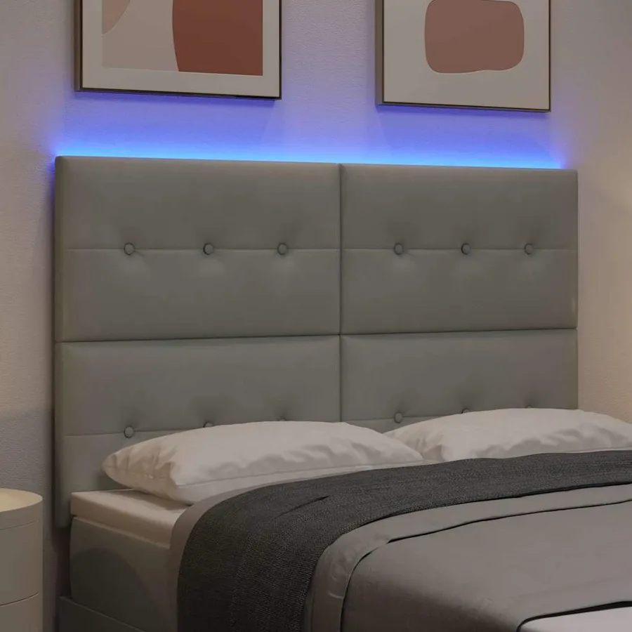 Tête de lit LED avec bandes LED Gris clair 160 cm Velours - 4