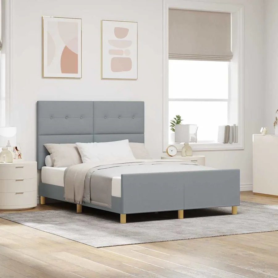 Cadre de lit avec tête de lit Gris clair 140 x 200 cm tissu