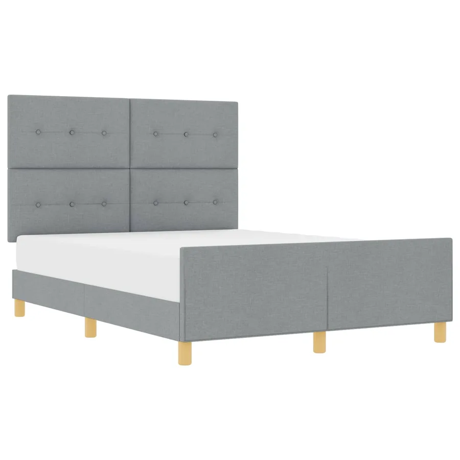 Cadre de lit avec tête de lit Gris clair 140 x 200 cm tissu - 2